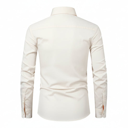 Men's Cotton-Blend Shirt – Contrast Stitch Loose Fit