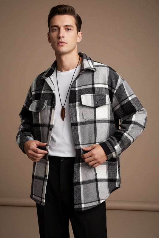 Men's Flannel-Style Shirt – Brushed Plaid Relaxed Fit