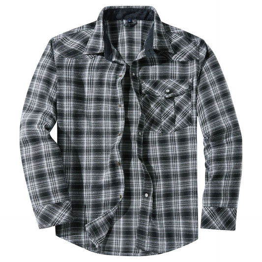 Men's Plaid Flannel Shirt – Pearl-Tone Buttons