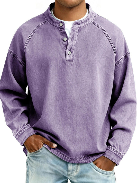 Men's Long Sleeve Pullover Shirt – Relaxed Vintage Fit