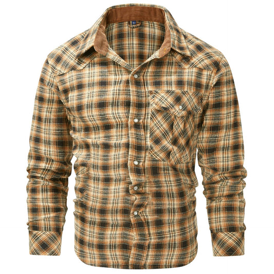 Men's Plaid Flannel Shirt – Pearl-Tone Buttons
