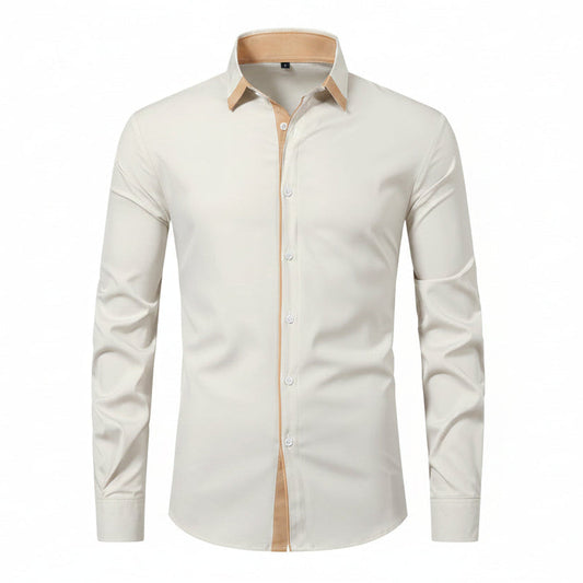 Men's Cotton-Blend Shirt – Contrast Stitch Loose Fit